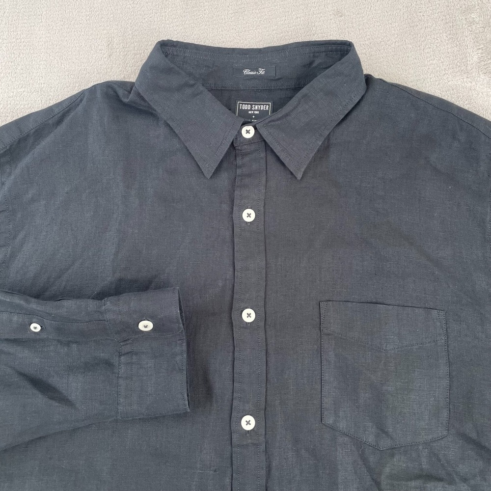 Todd Snyder x Baird McNutt Shirt Men 2XL Black 100% Irish Linen Classic Fit NWOT